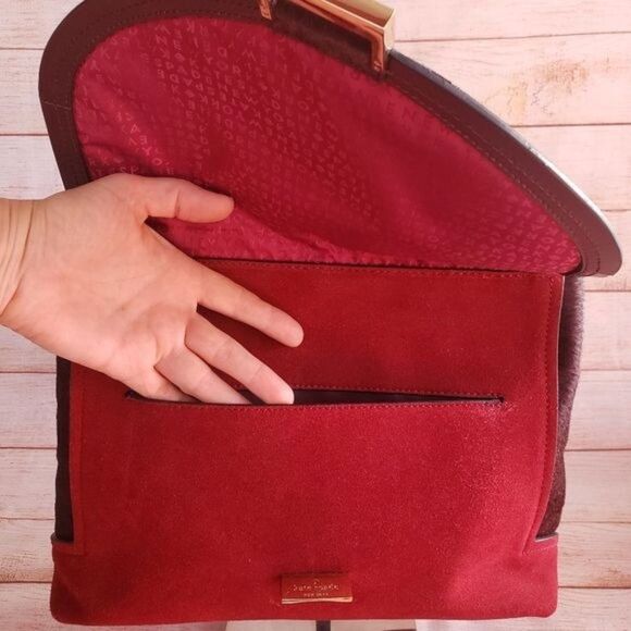 Kate Spade Suede Leather Satchel Crossbody Handbag Adjustable Removable Strap - Picture 10 of 16